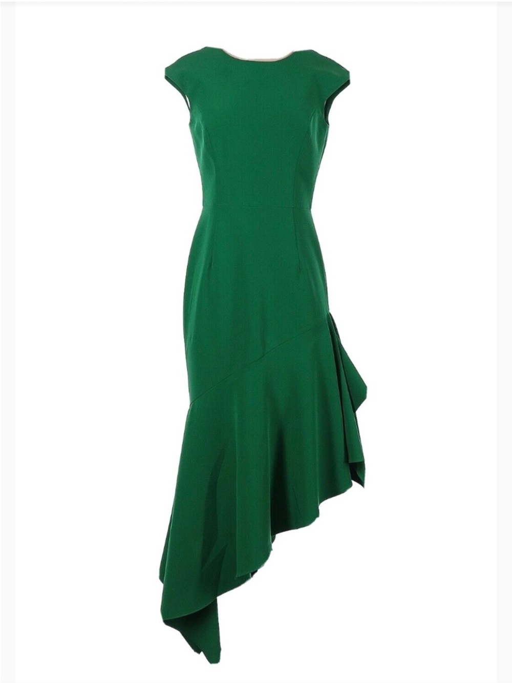 Milly Emerald Green High-Low Ruffle Hem Dress - Picture 1 of 7